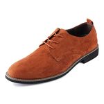 Mens Suede Shoes Brogues Dress Shoes Classic Casual Oxfords Formal Lace-ups Derbys Shoes LightBrown UK 5.5