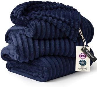 Bedsure GentleSoft Large Fleece Blanket for Bed - Cozy Soft Throw Blankets for Women, Cute Large Throws for Girls, Navy, 120x120 Inches