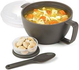 Prep Solutions by Progressive Microwave Soup On-the-Go, Gray - PS-91GY Leak-Proof, Cool-Touch Handle, Spoon Inlcuded