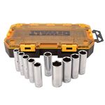 DEWALT DWMT73815 Metric Drive Deep Socket Set (10 Piece), 1/2"