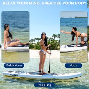 SereneLife Inflatable Stand Up Paddle Board – Non-Slip Deck, Wide Stance, SUP Kit with Backpack