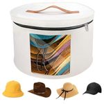 Qivine Hat Boxes for Women Storage, Foldable Hat Box Storage with Lids, 15.7 * 9.8 inch Large Capacity Cowboy Hat Box with Handle, Collapsible Round Storage Box for Travel Toy Cloth Organizer (White)