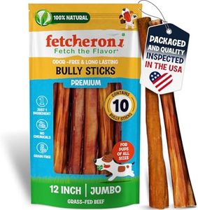 FETCHERONI Jumbo Bully Sticks for Dogs - 100% Beef Premium Flavor - A Thick, Challenging Bully Stick for Your Large Dog and Aggressive Chewer- Long Lasting Dog Chews for Large Dogs (12 Inch, 10 Pack)