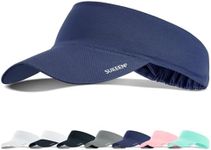 Sukeen Sun Visor Cap, Cooling Stretchy Visor with Sweatband Adjustable Baseball Cap Sun Protection Unisex Cool Visor Hat Instant Cooling Vizor Cap for Golf Tennis(55-60cm) Navy Blue