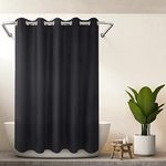 River Dream Hotel Grade No Hooks Needed Shower Curtain with Snap in Liner,Water Repellent, Machine Washable (Black, 71"x74"(W/Liner))