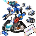 Apitor Robot J Creative Robot Building Kit, 6-in-1 Programmable App Remote Control Robot/Tank STEM Learning Toy, Educational Coding Gifts for 7-8 8-12 Years Old Kids Boys and Girls