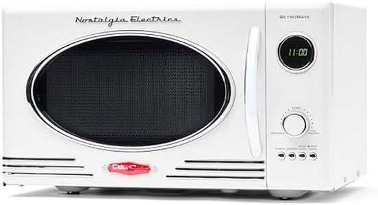 Nostalgia NRMO9WH Microwave Oven, 0.9 Cu. Ft. 800-Watts with LED Digital Display, Child Lock, Easy Clean Interior, White