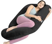 Cherilo Full Body G Shaped Pregnancy Pillow for Maternity & Baby Nursing | Abdomen, Hip, Spine, Neck & Head Support Cushion | Premium Velvet Outer Cover with Zip | DARK GREY