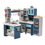 Step2 Grand Walk-In Play Kitchen made of wood | Play kitchen in U-shape in blue | Includes 15 accessories