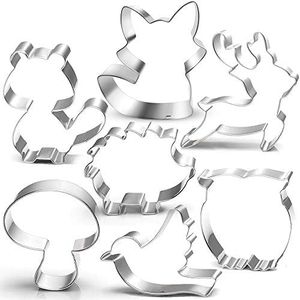 Woodland Cookie Cutter Set-3 Inches-7 Piece-Fox, Owl, Deer, Bird, Hedgehog, Squirrel, Mushroom, Forest Animal Cookie Cutters Molds for Kids Birthday Party Woodland Baby Shower