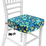 Taeku Booster Seat for Dining Table, Portable Dismountable Double Straps Thick Chairs Increasing Cushion Kids Seat Cushion (Planet Blue)