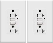 GFCI Outlet Tamper Resistant Self Testing Receptacle with LED Indicator, 20 Amp 125 Volt Wallplate and Screws Included ETL Listed MICMI, 20A GFCI self Testing 2pack