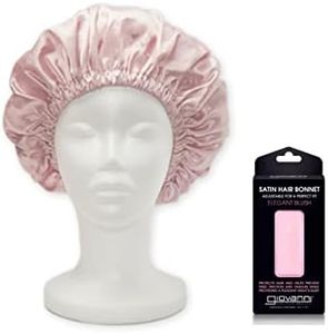 GIOVANNI Elegant Blush Satin Hair Bonnet - Satin Hair Bonnet for Sleeping, Silk Hair Bonnet, Adjustable for a Perfect Fit, Silk Hair Wrap, For Healthy-Looking Hair & Skin - Blush, Pack of 1