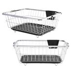 Kuber Industries Pack of 2 XtraDeluxe 17x22 Inch Utensils Basket Drainer for Kitchen & Vessels Drying Rack | Sink Bartan Stand & Dish Organizer Tokri with Water Strainer Tray & Spoon Holder Included