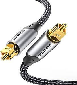 VENTION 2M Cable Óptico Audio Digital TOSLINK Optico Dolby DTS Sound Enchufe de Metal Recubrimiento de Nylon SPDIF Cable de Fibra Óptica, para Barra de Sonido, TV, Home Cinema, Xbox, Play-Station