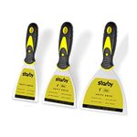 Starby Stainless Steel Putty Knife Set | Pack of 3 (2", 4" and 5") Putty Scraper Tool for Drywall Finishing, Plaster Scraping, Decals, Wallpaper, Mixing, Cutting & Other Uses