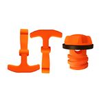 MANWU Cooler Drain Plugs Lid T Latch Straps Handles Replacement for RTIC YETI Coolers Leak-Proof Accessories Parts (2 Pack Orange Straps + 1 Pack Drain Plug)