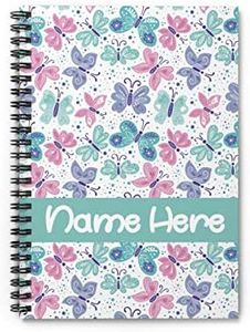 Personalized Butterfly Cute Pattern Spiral Notebook - Custom Notebook for for Kid, Teens, Girls, Women, Kids Gifts
