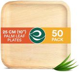 ECO SOUL Compostable 10 Inch Palm Leaf Square Plates (50 Count) Like Bamboo Plates | Biodegradable | Eco-Friendly, Microwave & Oven Safe