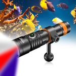 Orcatorch D710V MK2 Diving Torch with 3in1 Colors(White+UV+RED), 2300 Lumen Underwater Video Lamp 120° Wide Beam Scuba Dive Flashlight for Dive Photography Fill Light and Fluorescent Night Diving