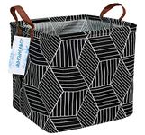 LANGYASHAN Square Storage Baskets Waterproof Canvas Children Laundry Nursery Hamper for Shelves Gift Baskets Toy Organizer Room Decor (Square Black diamond)