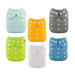 ALVABABY Cloth Diaper 6 Packs Nappies With 12 Microfiber Inserts Reusable Washable Adjustable Pocket Newborn Infant Toddler Baby Boys Girls Sets