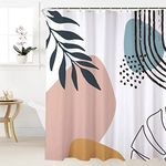 Famibay Bathroom Shower Curtain 180x180cm Waterproof Polyester Shower Curtain Mid Century Shower Curtain with 12 Hooks Printed Bath Curtain for Wet Room Bath Tub