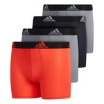 adidas Kids-Boy's Performance Boxer Briefs Underwear (4-Pack), Legend Ink Blue/Clear Onix Grey/Bright Red, S