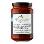 Mr Organic - No Added Sugar Olives & Capers Pasta Sauce 350g (Pack of 6) - Non-GMO - No Artificial Preservatives or Colours - Rich & Delicious Flavour