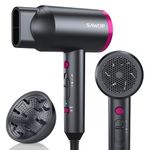 Sawop Hair Dryer with Diffuser, Lightweight Blow Dryer for Curly Hair for Women/Men, 1800 Watt Ionic HairDryer, Blow Dryer with Nozzle for Fast Drying as Salon, Portable