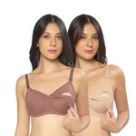 MomToBe Women's Cotton Multicolor Full Cup Non Padded Feeding Bra/Nursing Bra/Maternity Bra Combo
