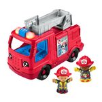 Fisher-Price Little People Toddler Toy Fire Truck Musical Push-Along Vehicle with 2 Figures for Kids Ages 1+ Years, Multilanguage Version, HYR88