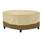 Classic Accessories Veranda Round Patio Ottoman/Coffee Table Cover, Medium, Tan, 55-855-031501-00