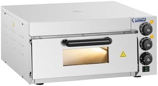 Royal Catering Four à Pizza Electrique 2000W, argile réfractaire, pierre de cuisson, surface de 40x40x1,5cm, fonction minuterie 120 min Facile à Nettoyer, Commercial Domestique, Restaurant Maison