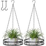 Mutool Hanging Planter, 2PCS Plant Hanging Pots for Indoor Outdoor, Outdoor Hanging Planter Hanging Baskets with Ceiling Hook & Hanging Basket Chains, Black