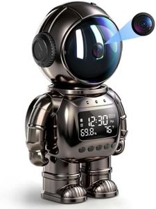 GBIUT Robot Alarm Clock Camera, 2K HD 5G/2.4Ghz WiFi Pet Robot Camera, Human Detection, Night Vision, Two-Way Talk & Motion Alert, Temp Humidity Display, Space Gift for Kids