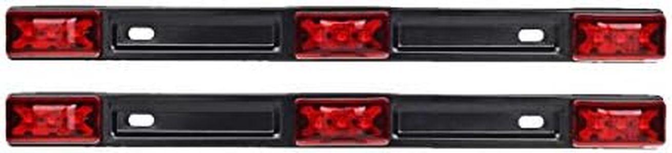 Partsam 2Pcs Truck Trailer ID Light Bar 3-lamp 9 LED [IP67 Submersible] Motorcycle Utility Marine Boat Trailers Identification Running Marker ID Rear Trailer Tail Light Bar