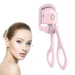 ZELMELTE Heated Eyelash Curlers - Rapid Heated Lash Curler - Rechargeable Electric Eyelash Curler - Temperature Control,Quick Natural Curling for Long Lasting with Sensing Heating Silicone Pad, Pink