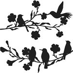 Gukasxi Metal Wall Art Bird on Branch, Metal Bird Silhouette Wall Art Decoration, Weatherproof Garden Outdoor Ornament, Magpie on Plum Branch for Living Room Garden Bedroom Office Wall Decor (2pcs)