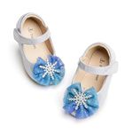 THEE BRON Toddler Girls Shoes Ballet Flats Elsa Princess Dress Shoes for Kids(CA-A2154 Little Kid,Silver/13M)