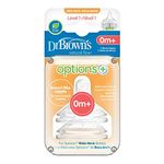 Dr Brown's Baby Milk Bottle Teat Vent Slow Flow 2Pk Options 0m Plus 2Pk