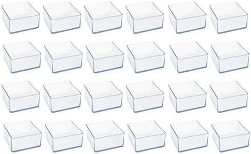 Square Furniture Leg Protectors,TTZEZE Transparent Chair Floor Protectors,PVC Furniture Feet Covers,Reduce Noise Chair Legs Caps Cup Sliders for Chair Legs 60x60mm/2.36x2.36'', 24PCS