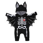 imKutie Baby Halloween Outfits, Cute Newborns Boys Girls First Halloween Clothes Skeleton Bat Romper Long Sleeve Cotton Jumpsuit with Hat for 0-24 Months