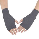 DWE Cashmere Fingerless Gloves,Black Half Fingerless Thumb Hole Warm Gloves (Dark Gray)(Size: One Size)