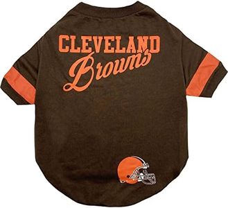 NFL Cleveland Browns T-Shirt for Dogs & Cats, Medium. Football Dog Shirt for NFL Team Fans. New & Updated Fashionable Stripe Design, Durable & Cute Sports PET TEE Shirt Outfit