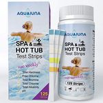 Aqualuna Test Strips for Hot Tub and Spa- 125 ct - Quick and Accurate Testing for Water Total Hardness, Free Chlorine/Bromine, Total Chlorine, Alkalinity, and pH- Maintain Water Quality