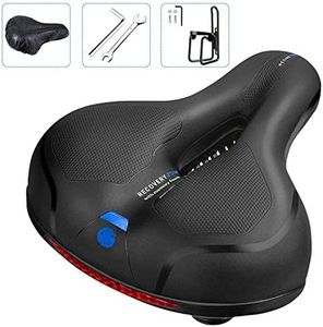 Simpeak Comfortable Men Women Bike Seat C99 Memory Foam Padded Leather Wide Bicycle Saddle Cushion, Waterproof, Dual Spring Designed, Soft, Breathable