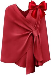PULI Women's Elegant Shawl Wraps Travel Gifts Soft Open Front Poncho Sweater for Fall Winter Red