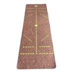 UURJA Cork & Natural Rubber Yoga Mat with Carry Sling | Thick, Long, and Wide Non-Slip Exercise Mat for Gym, Workout, Fitness | 6mm Thick,Size 6x2 Ft, Brown Yoga Mat with Neon Green Alignment Lines