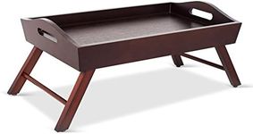 BIRDROCK HOME Bamboo Bed Tray with Folding Legs - Rectangular Wood Table with Curved Sides, Breakfast Serving Tray for Bed, Couch & Small Spaces, Ideal for Dining, Room Service & Charcuterie - Walnut